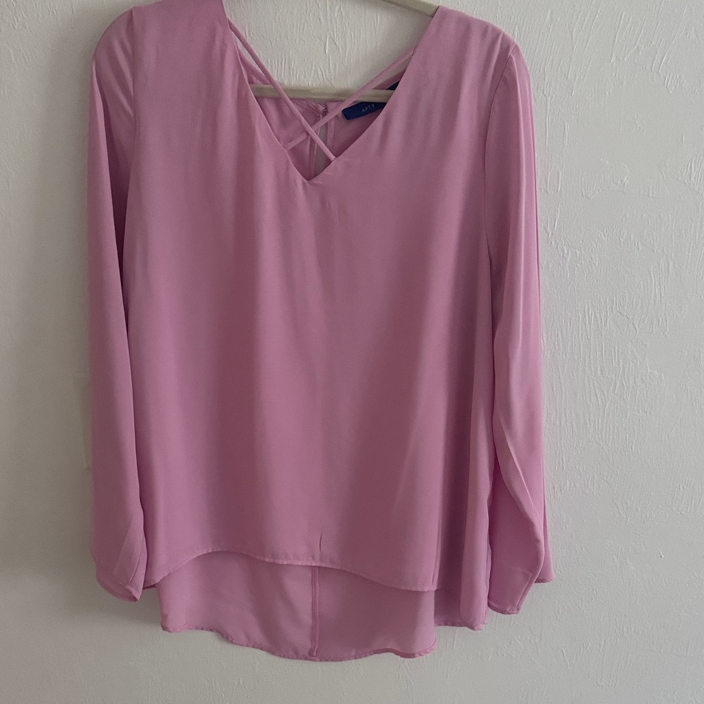 Apt. 9 Pink V-Neck Blouse with Crisscross Back